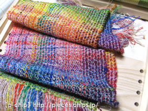 マフラーS（小さめ）　004　手紡ぎの糸で織ったマフラー