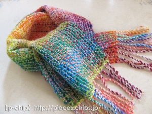 マフラーS（小さめ）　004　手紡ぎの糸で