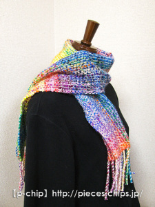 マフラーS（小さめ）　004　手紡ぎの糸で