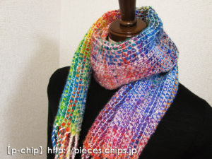 マフラーS(小さめ) 004 手紡ぎの糸で