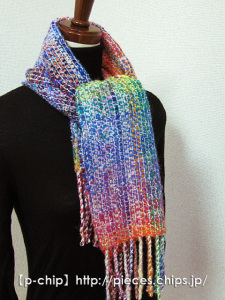 マフラーS(小さめ) 004 手紡ぎの糸で