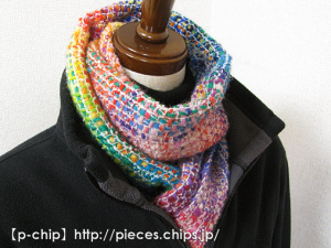 マフラーS(小さめ) 004 手紡ぎの糸で