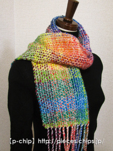 マフラーS(小さめ) 004 手紡ぎの糸で