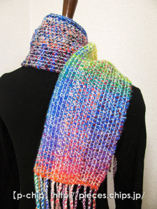 マフラーS(小さめ) 004 手紡ぎの糸で