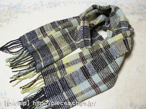 手織り　幅広マフラー08