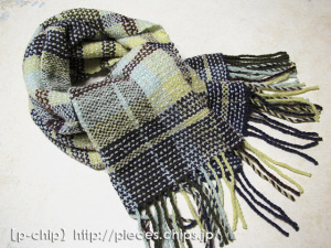 手織り　幅広マフラー08