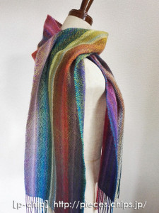 マフラー012グラデーションの糸2種類で