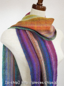 マフラー012グラデーションの糸2種類で