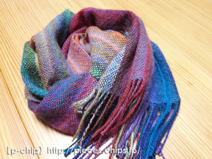 マフラー012グラデーションの糸2種類で