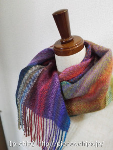 マフラー012グラデーションの糸2種類で