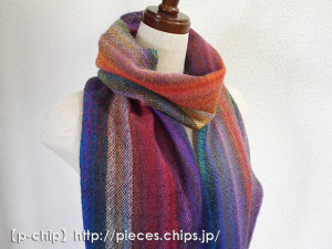 マフラー012グラデーションの糸2種類で