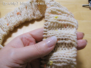 3目ゴム編みの作り目が出来たところ